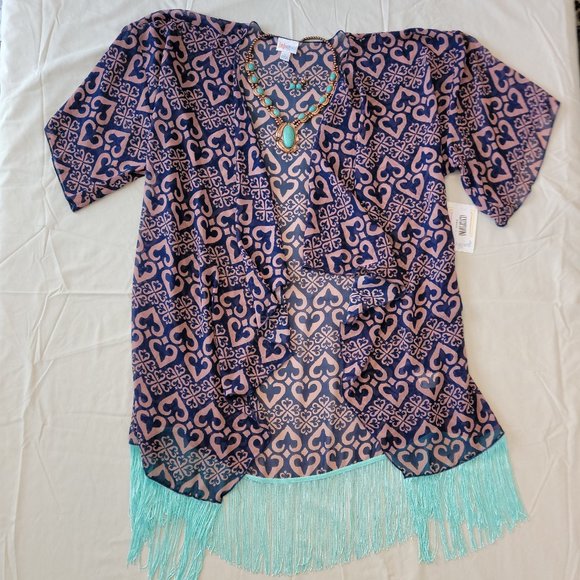 LuLaRoe Monroe Kimono with Fringe- Large - Picture 2 of 3